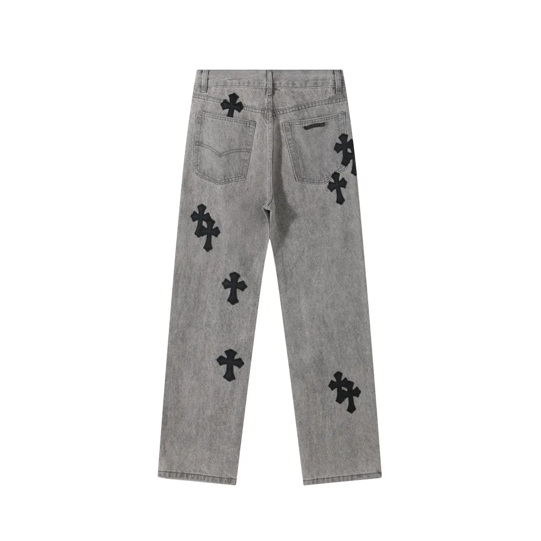 P236 💰 (Top version) -Chrome Hearts/Chrome Hearts MattyBoySex JJ Lin's same style limited gray and black leather denim trousers -Vibe style straight stacked god-level version -Black and gray faded denim fabric -Full set of old vintage hardware - Chrome Hearts washed gray The high version uses high-ounce custom fabrics, fermentation washing and soft color fixation, soft and thick to wear, the details are all made by hand-polished craftsmanship, full-print jacquard fabric Unique design style. Multiple processes to create a full retro feel. Niche unique non-contrast shirt. Customized distressed spray-painted buttons. Craftsmanship in every detail. Color Gray Size 28 30 32 34 36 (corresponding to S-M-L-XL-XXL)